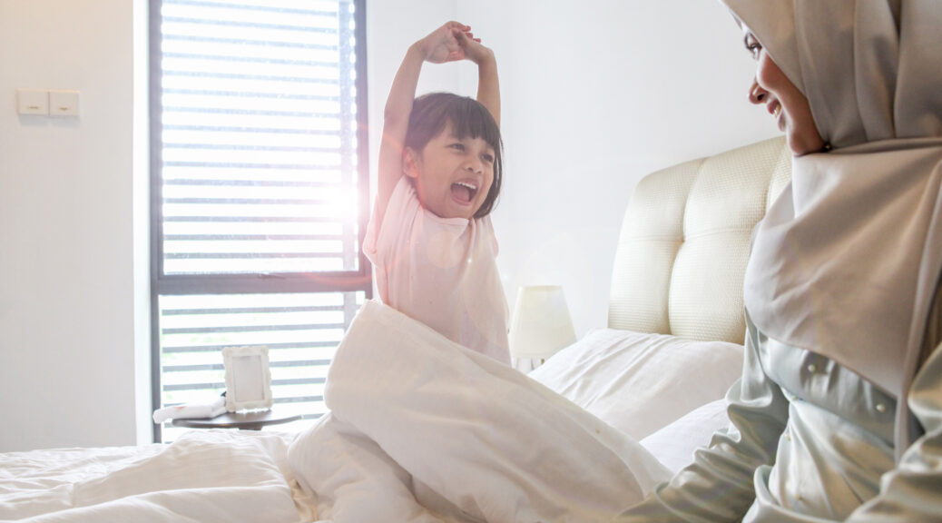 A Little Girl Wakes Up And Being Playful