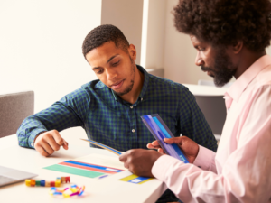 two teens playing a game