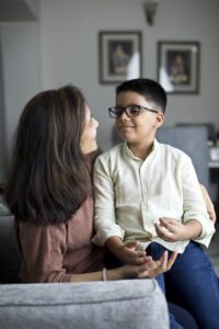 mother talking to son