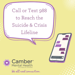 Call or Text 988 to reach the suicide & crisis lifeline