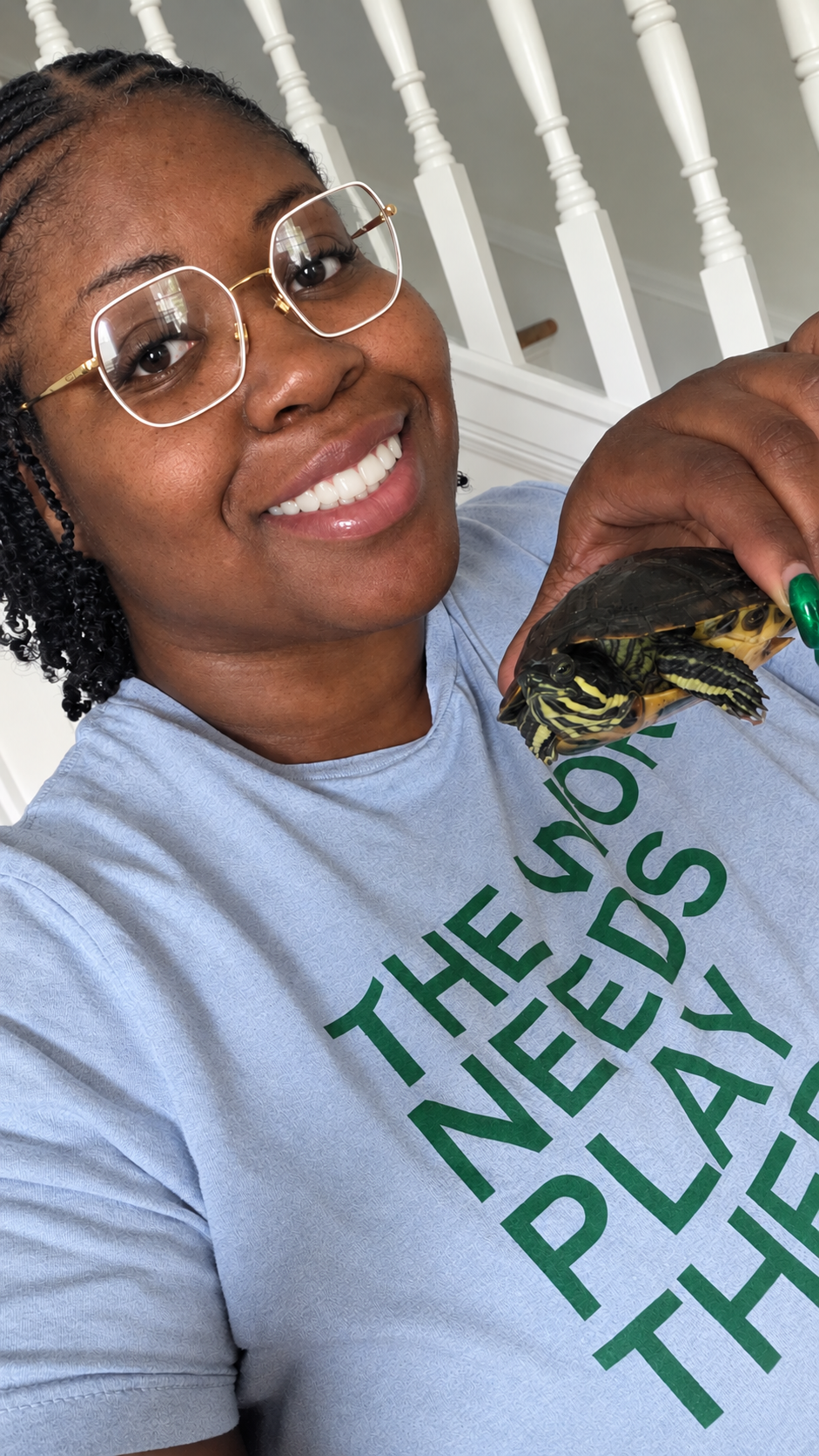 Rachael, Clinical Director and her pet turtle